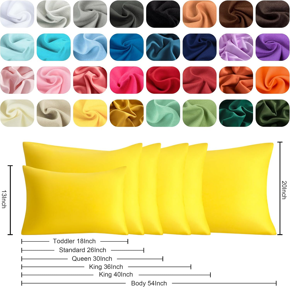 Microfiber Standard Pillowcases, 2 Pack, 20x26 Inch, Yellow