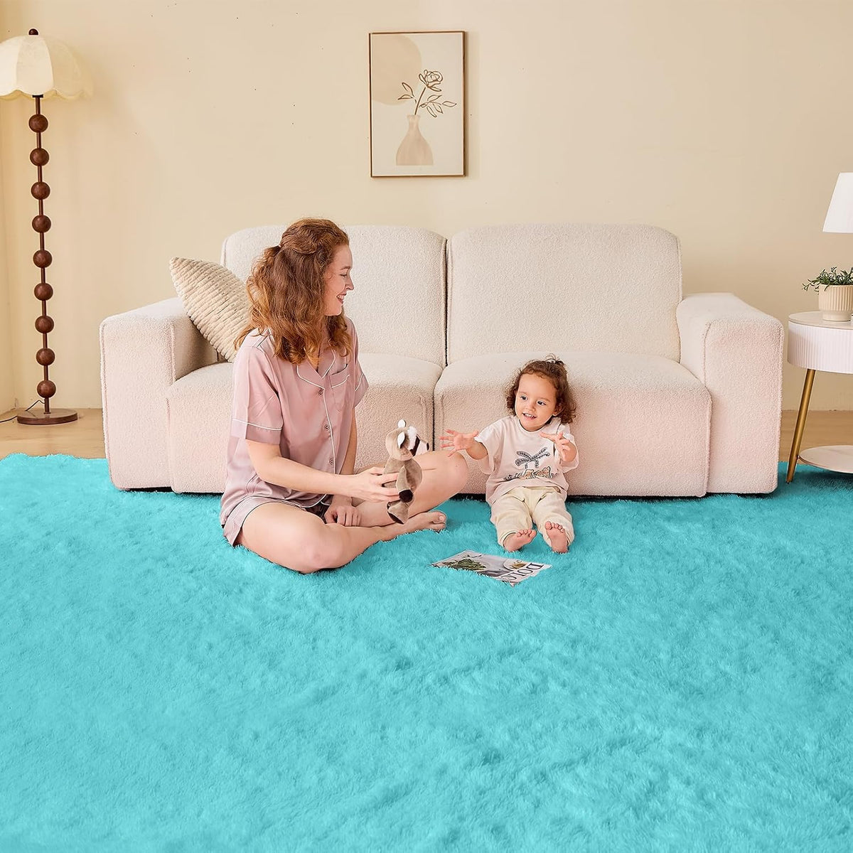 4x6 Aqua Blue Rugs for Bedroom, Ultra-Soft Fluffy Area Rugs for Living Room, 4 x 6 Shag Carpet for Nursery, Kids, Girl, Boy, Baby, Plush, Fuzzy, Shaggy, Cute Home Decor