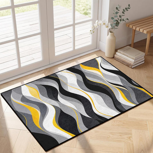 Area Rug 5'x7' Abstract Modern Yellow for Living Room
