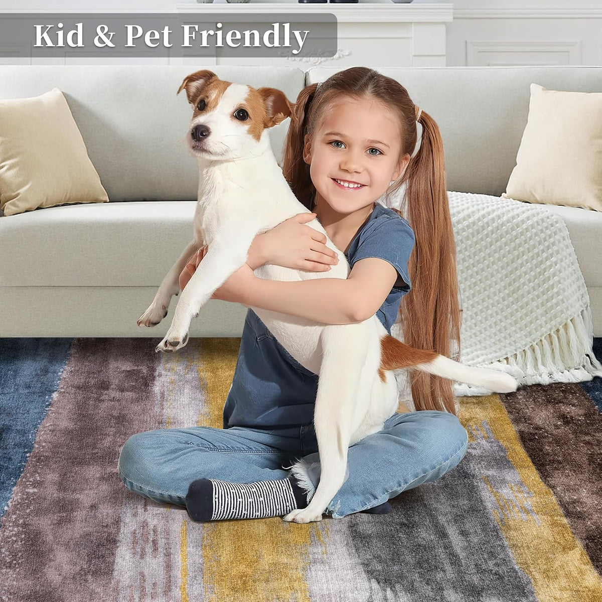 Ciicool Washable Area Rug 2x3 Entryway Rug, Modern Abstract Entry Mat Blue